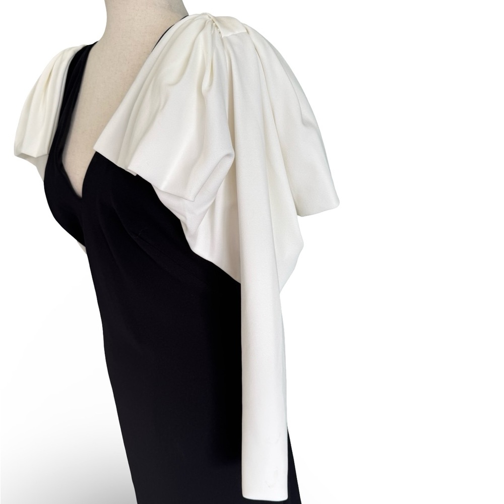 Tadashi Shoji Black/White Long Sleeve Dress Black Tie Gala Formal Holiday  sz M - Picture 3 of 14